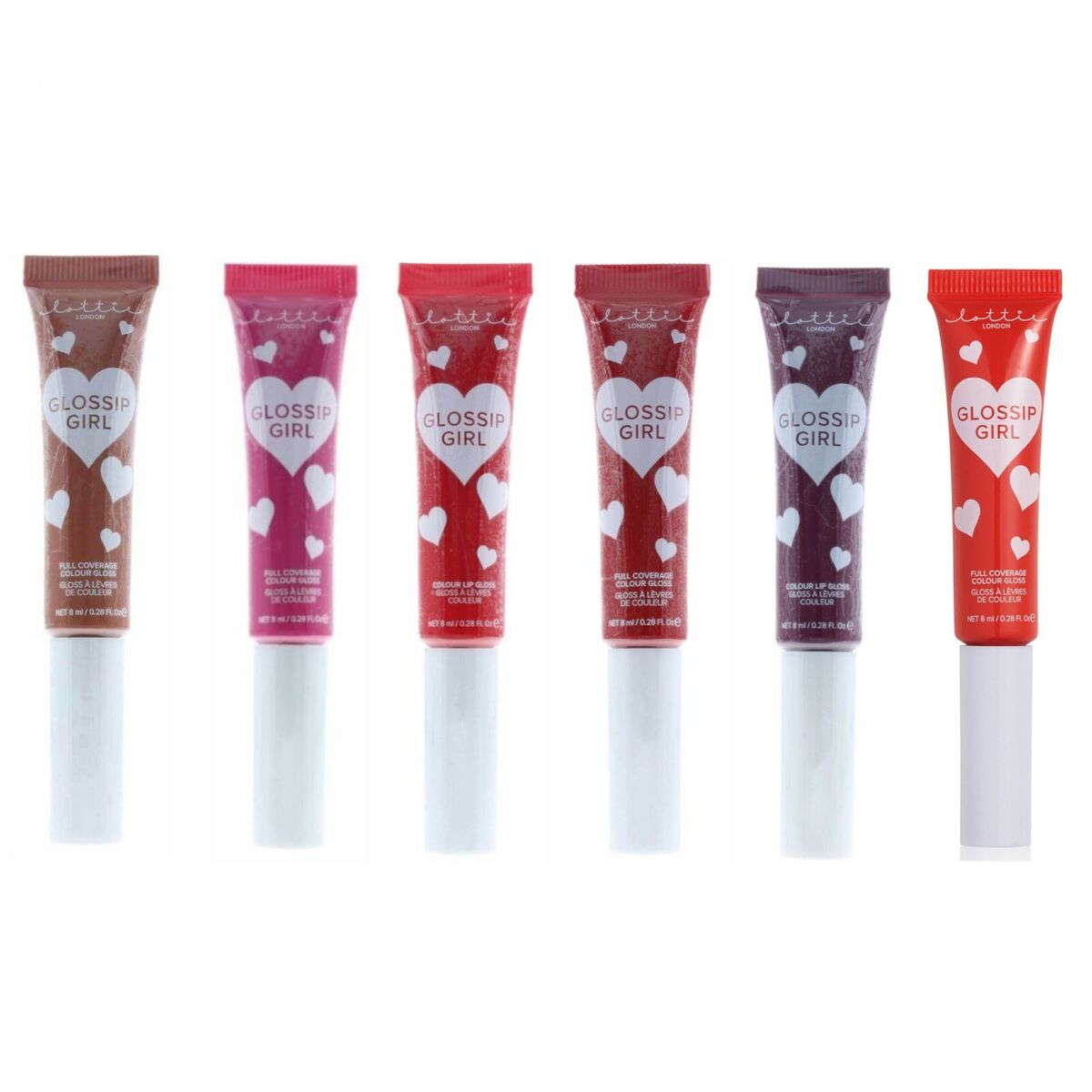 Lottie London Gossip Girl Lipgloss 8ml Collection of Vibrant Shades