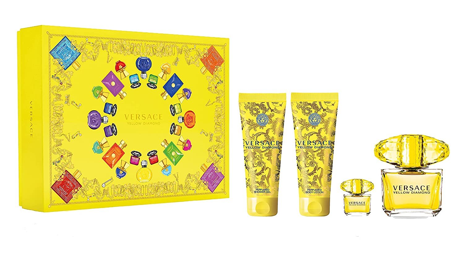 Versace Yellow Diamond Gift Set 90ml EDT - 100ml Body Lotion - 100ml Shower Gel - 5ml EDT
